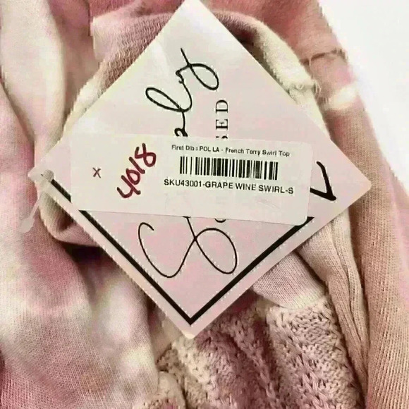 Comfy Size S POL Pastel Pink & Cream French Terry Swirl Top with Crochet Trim - Picture 10 of 16